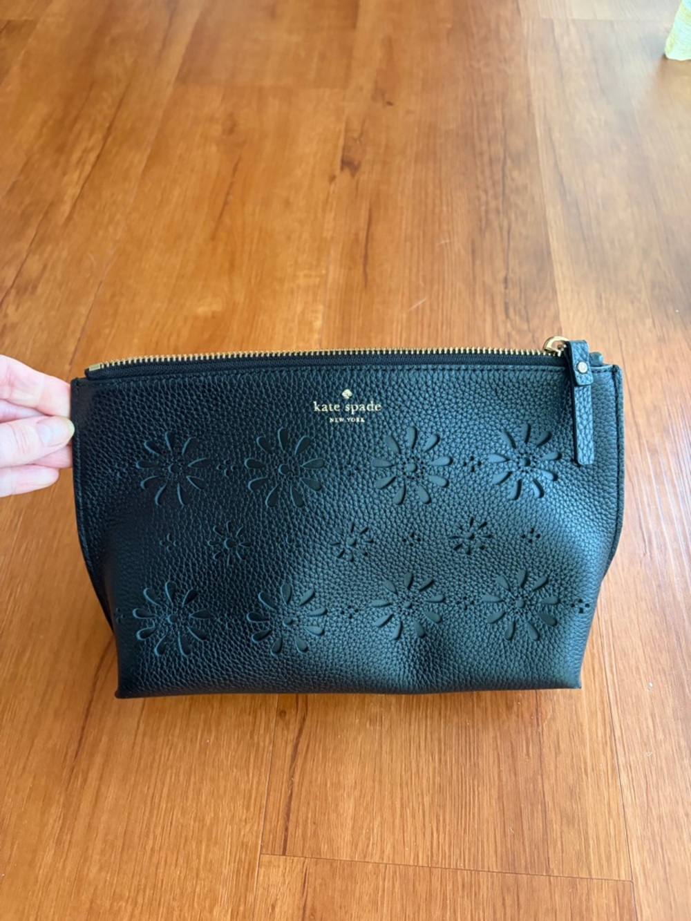 Kate Spade Black Floral Cosmetic Bag